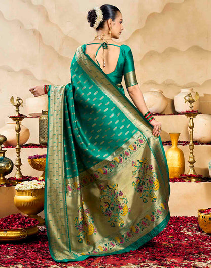 Turqouise Silk Woven Paithani Saree