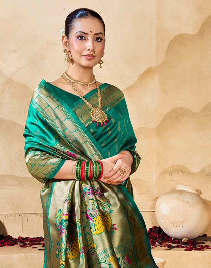 Turqouise Silk Woven Paithani Saree