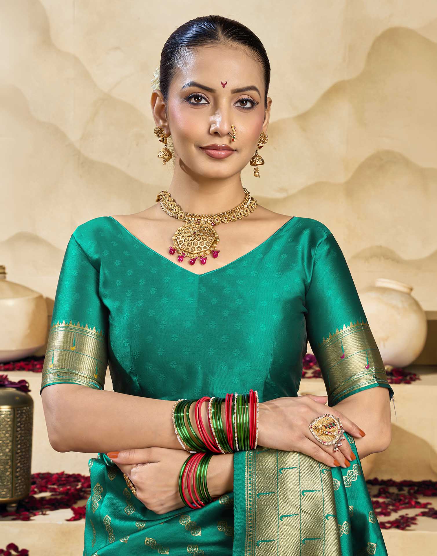 Turqouise Silk Woven Paithani Saree