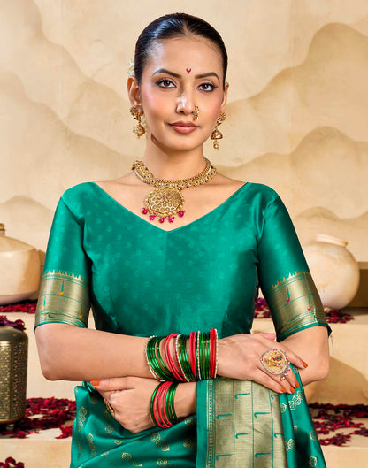 Turqouise Silk Woven Paithani Saree