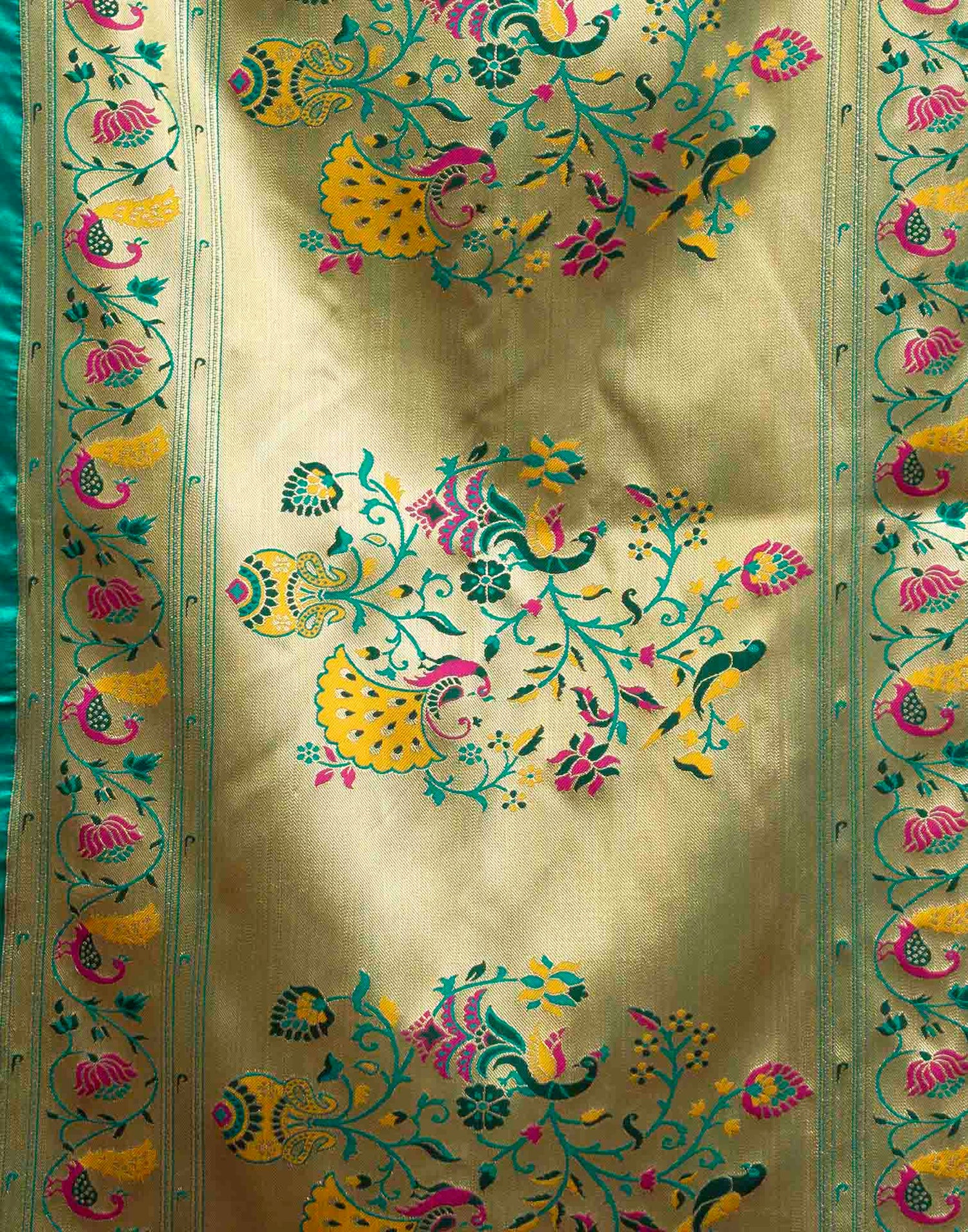 Turqouise Silk Woven Paithani Saree