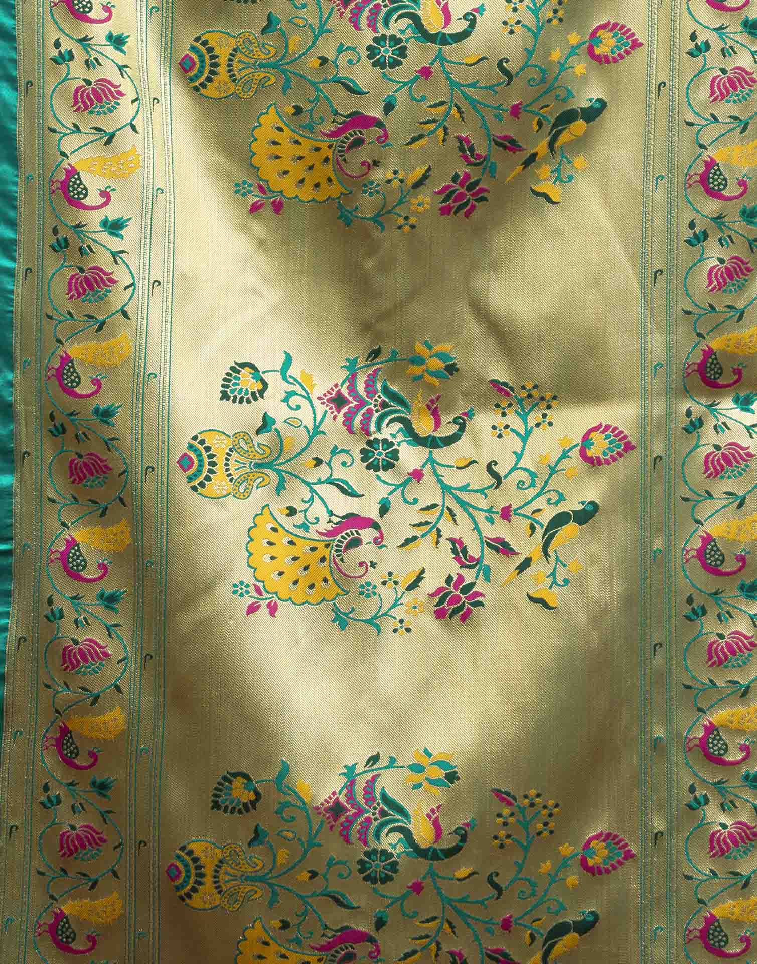 Turqouise Silk Woven Paithani Saree
