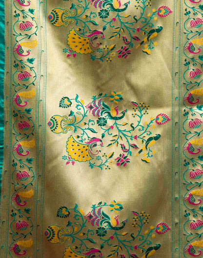 Turqouise Silk Woven Paithani Saree