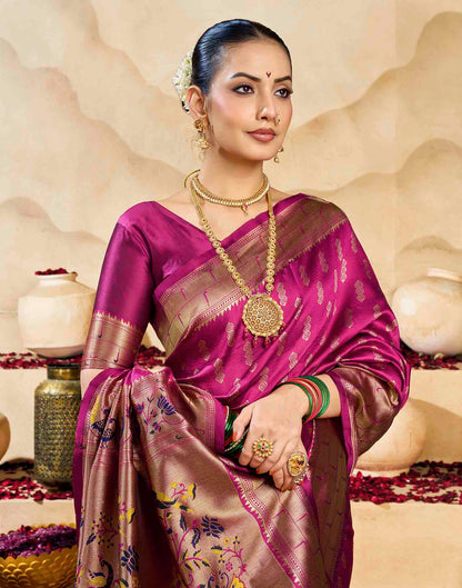 Pink Silk Woven Paithani Saree