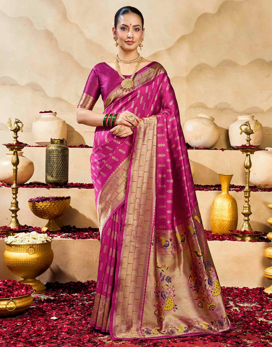 Pink Silk Woven Paithani Saree