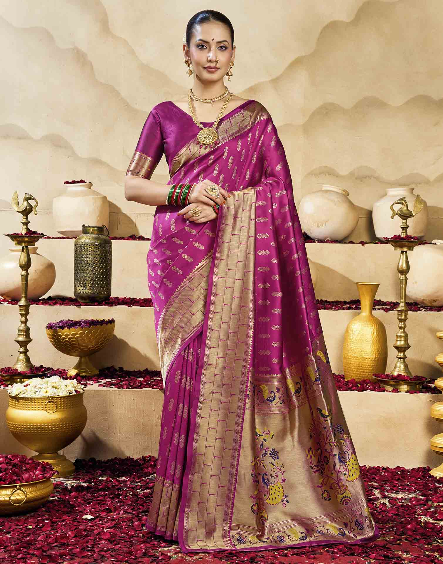 Pink Silk Woven Paithani Saree