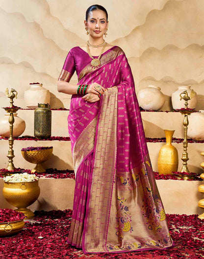 Pink Silk Woven Paithani Saree