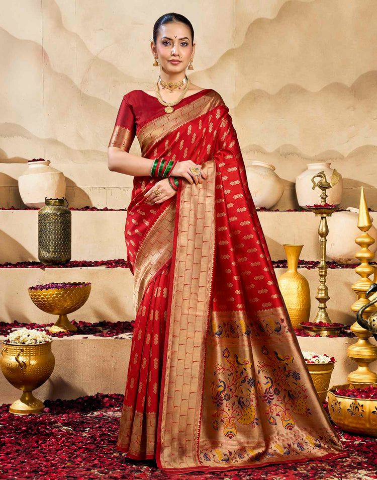 Red Silk Woven Paithani Saree