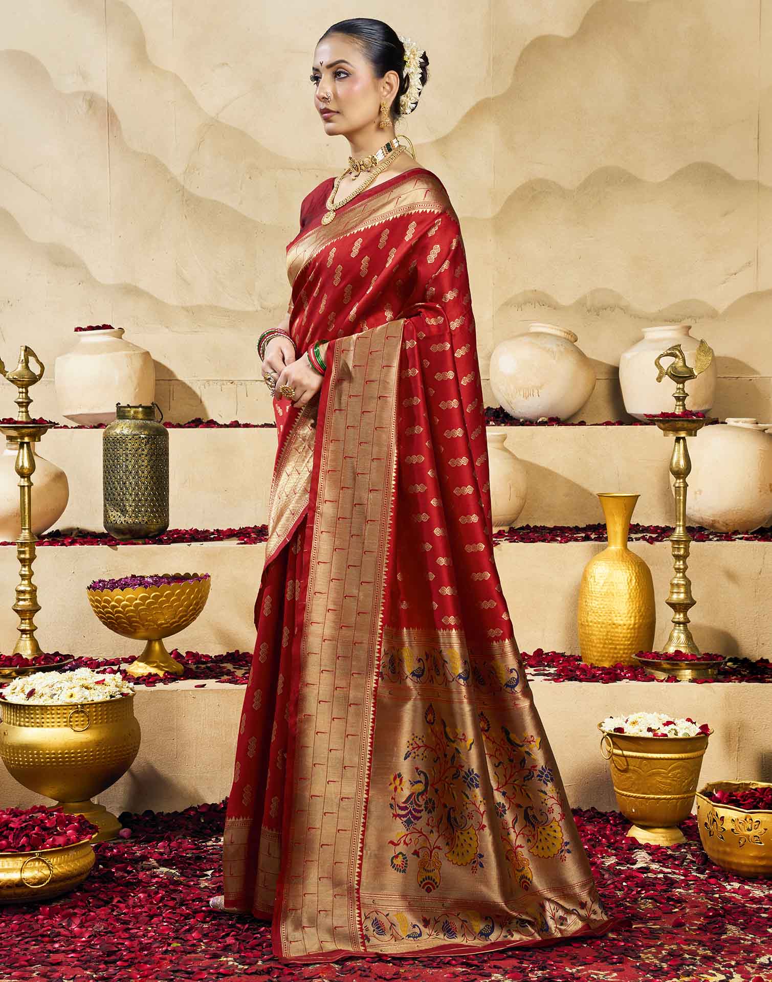 Red Silk Woven Paithani Saree