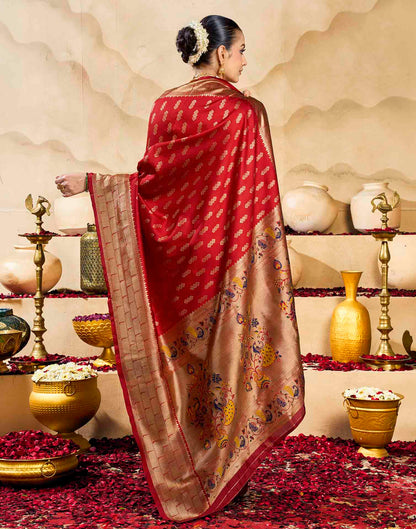 Red Silk Woven Paithani Saree