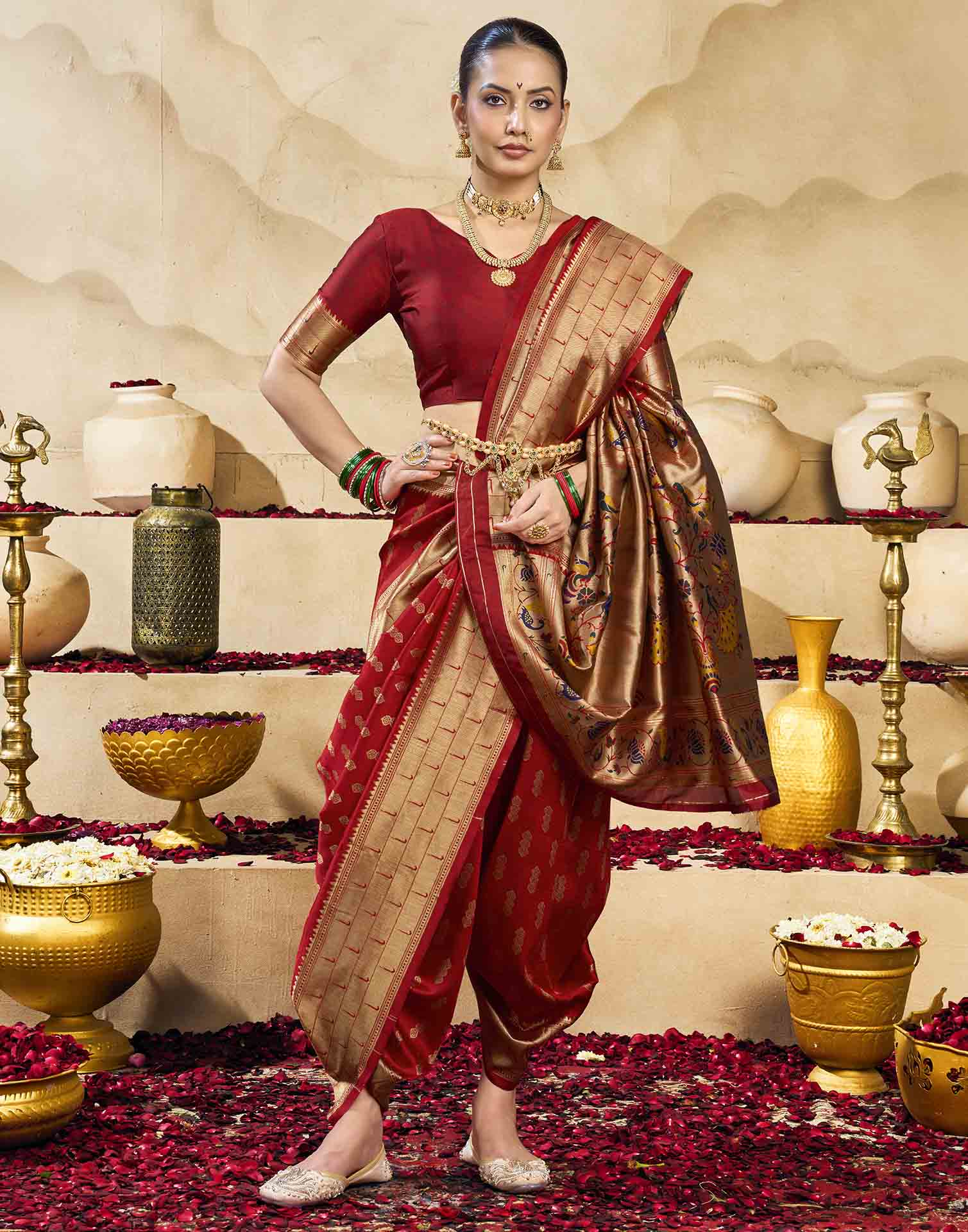 Red Silk Woven Paithani Saree