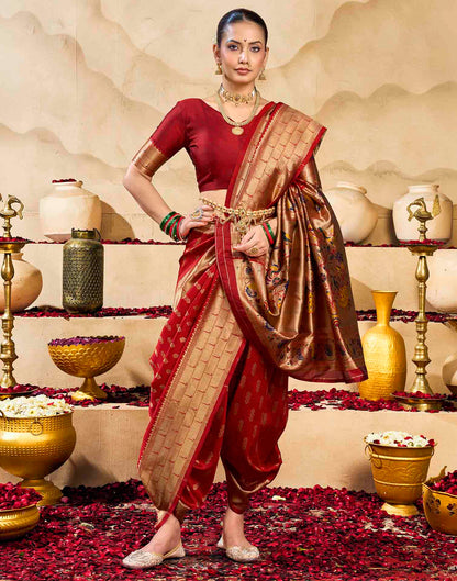 Red Silk Woven Paithani Saree