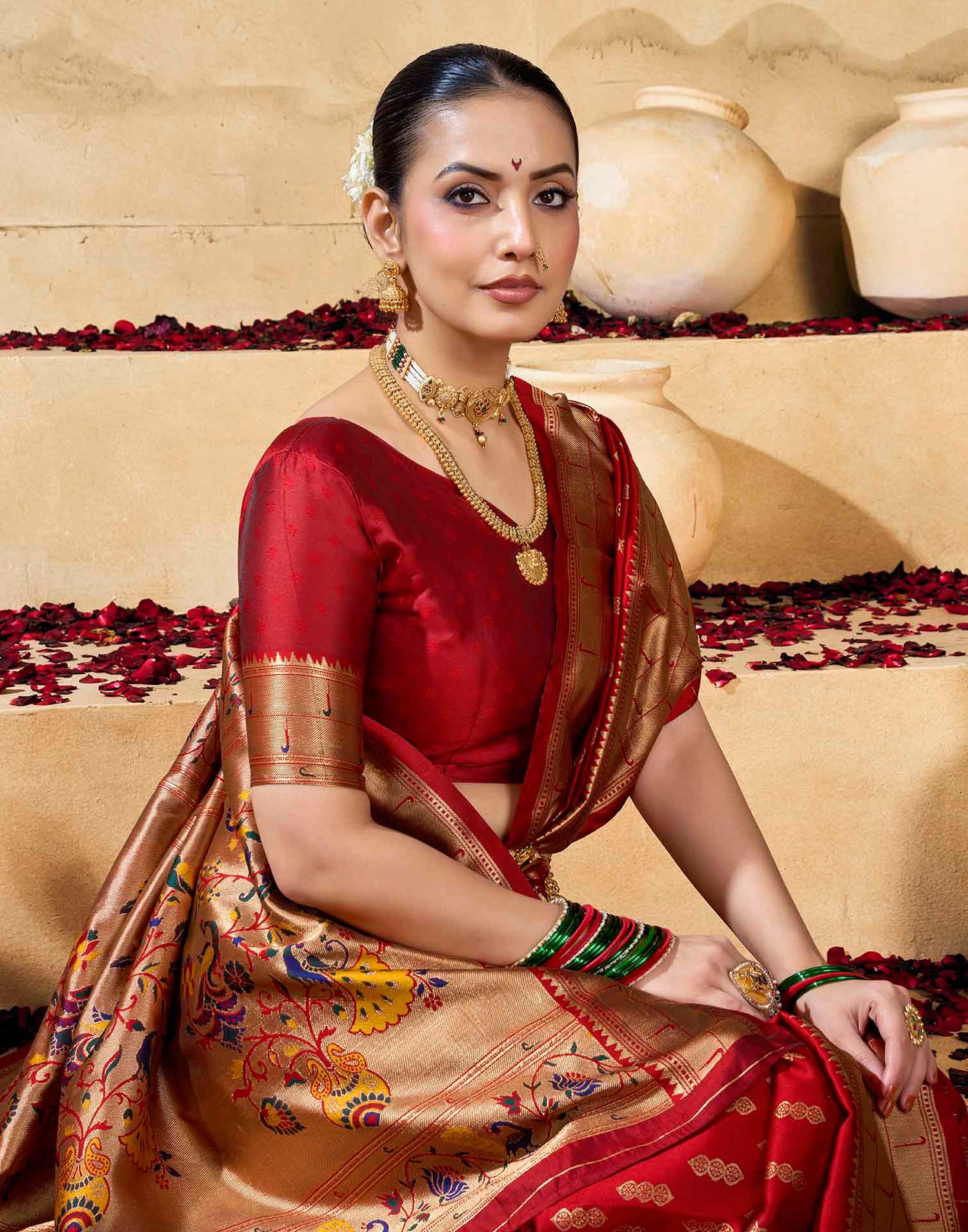 Red Silk Woven Paithani Saree