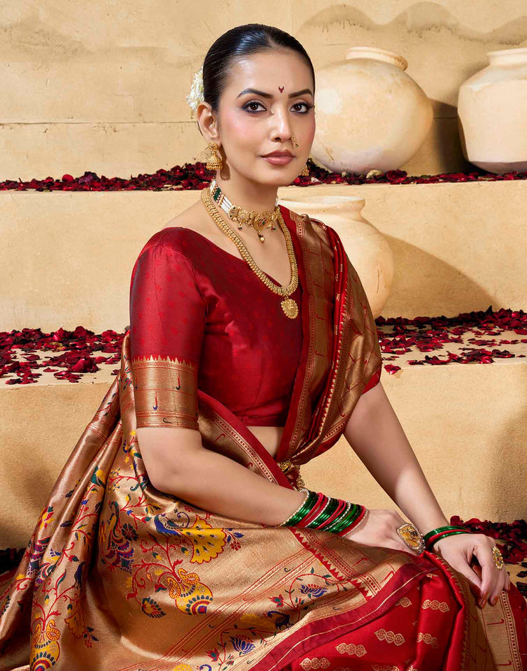 Red Silk Woven Paithani Saree