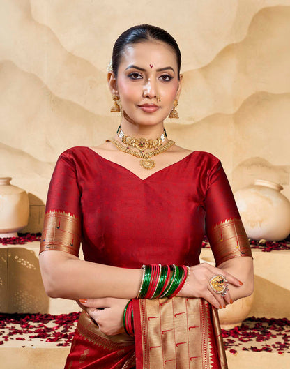 Red Silk Woven Paithani Saree