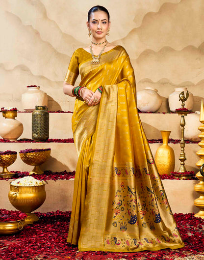 Yellow Silk Woven Paithani Saree
