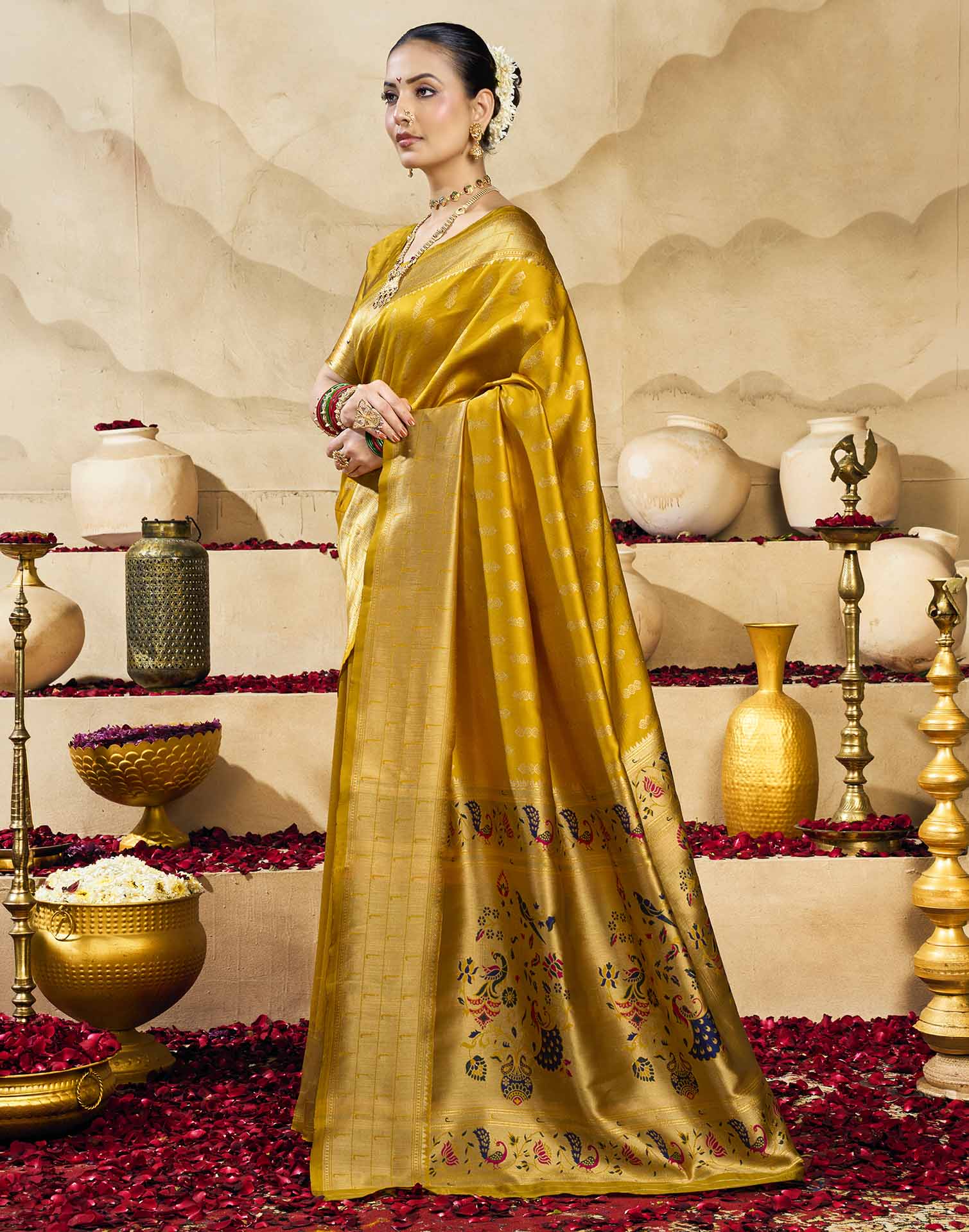 Yellow Silk Woven Paithani Saree