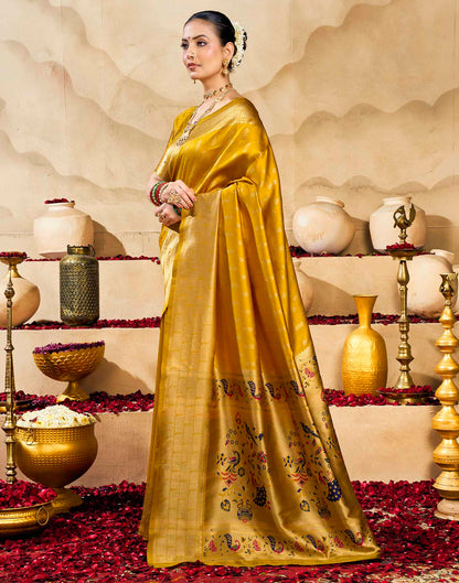 Yellow Silk Woven Paithani Saree