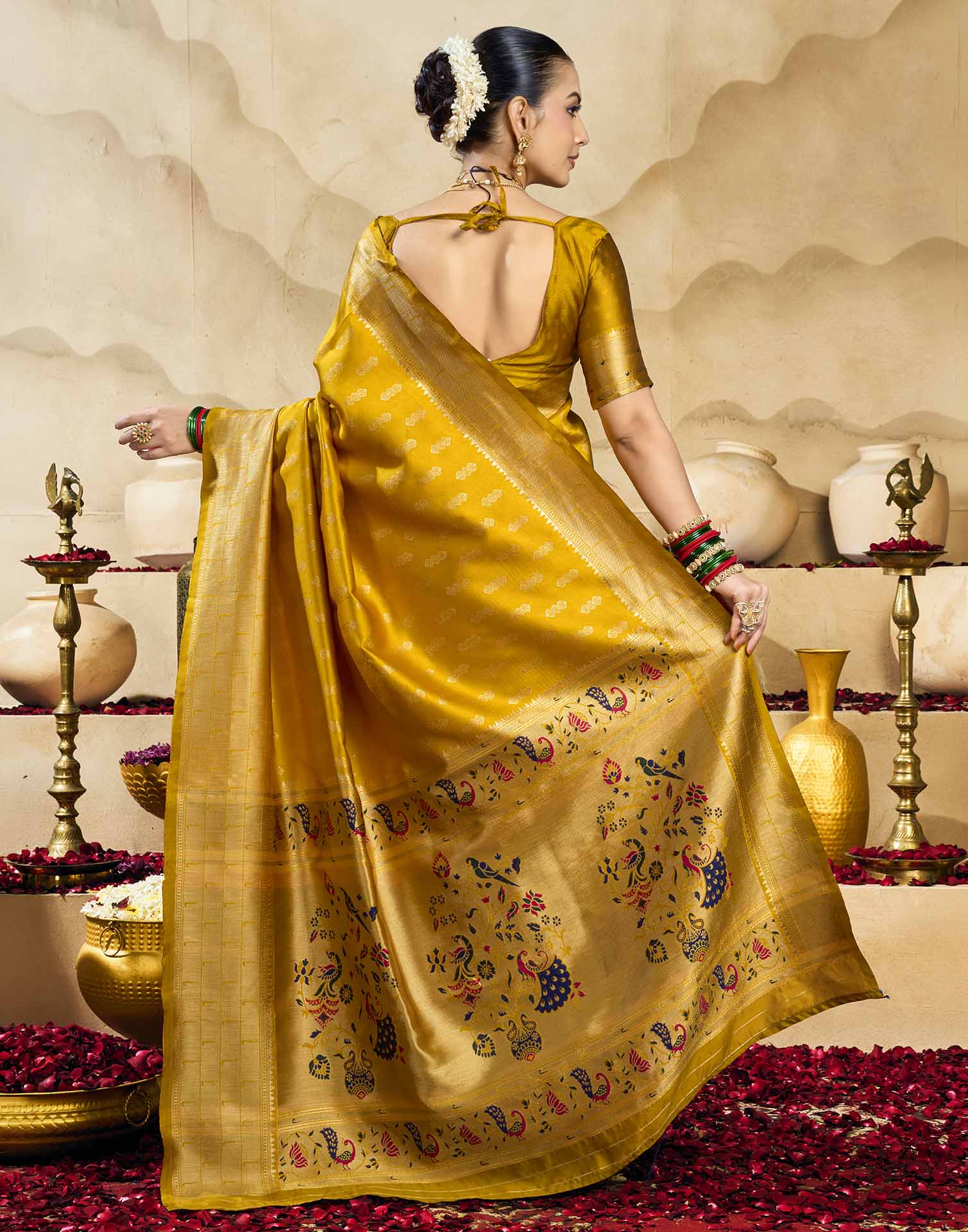 Yellow Silk Woven Paithani Saree