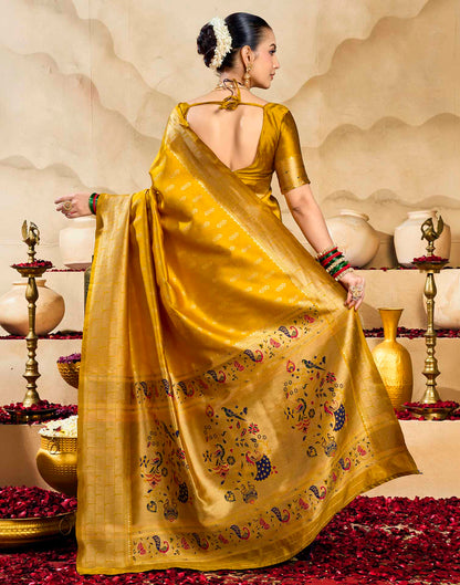 Yellow Silk Woven Paithani Saree