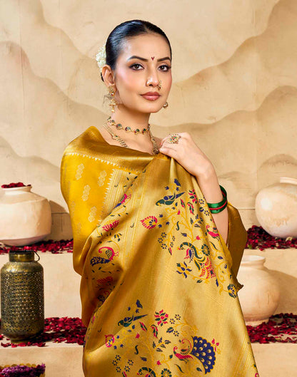 Yellow Silk Woven Paithani Saree