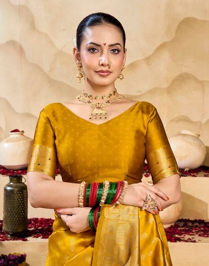Yellow Silk Woven Paithani Saree