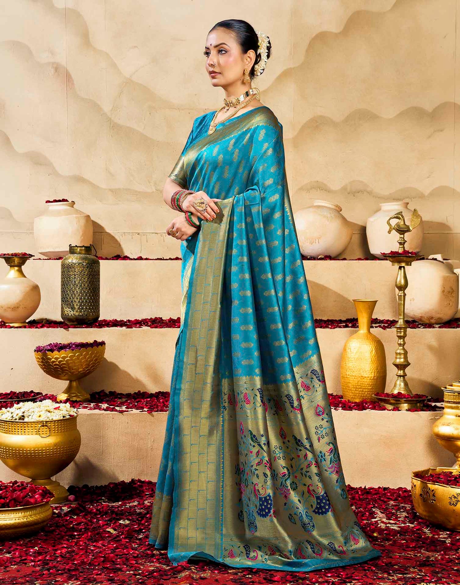 Blue Silk Woven Paithani Saree