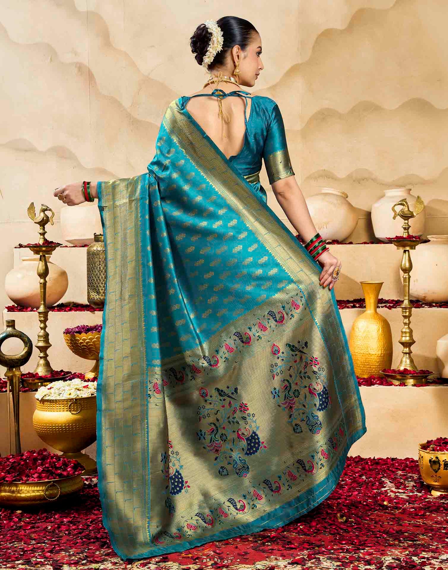 Blue Silk Woven Paithani Saree