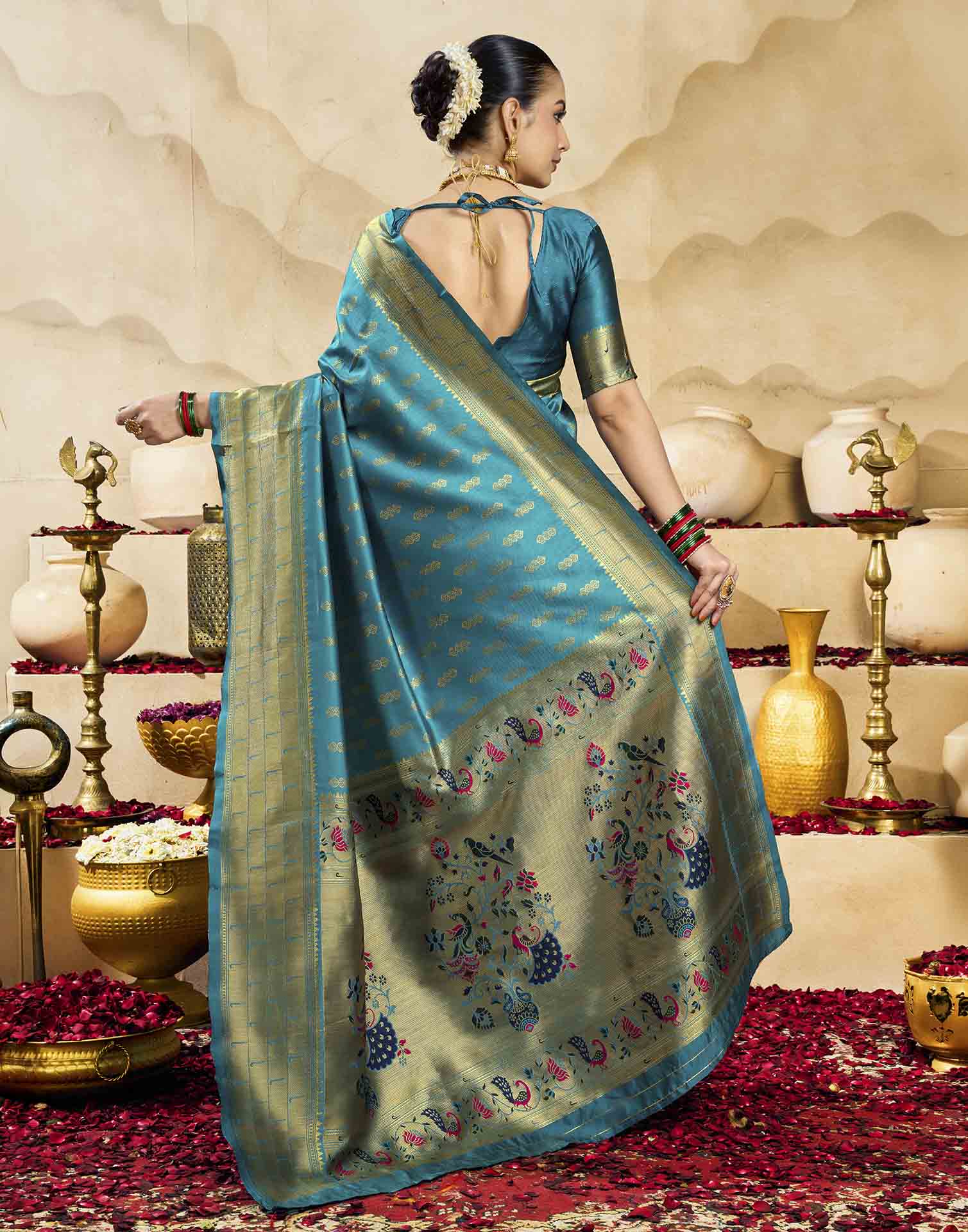 Blue Silk Woven Paithani Saree