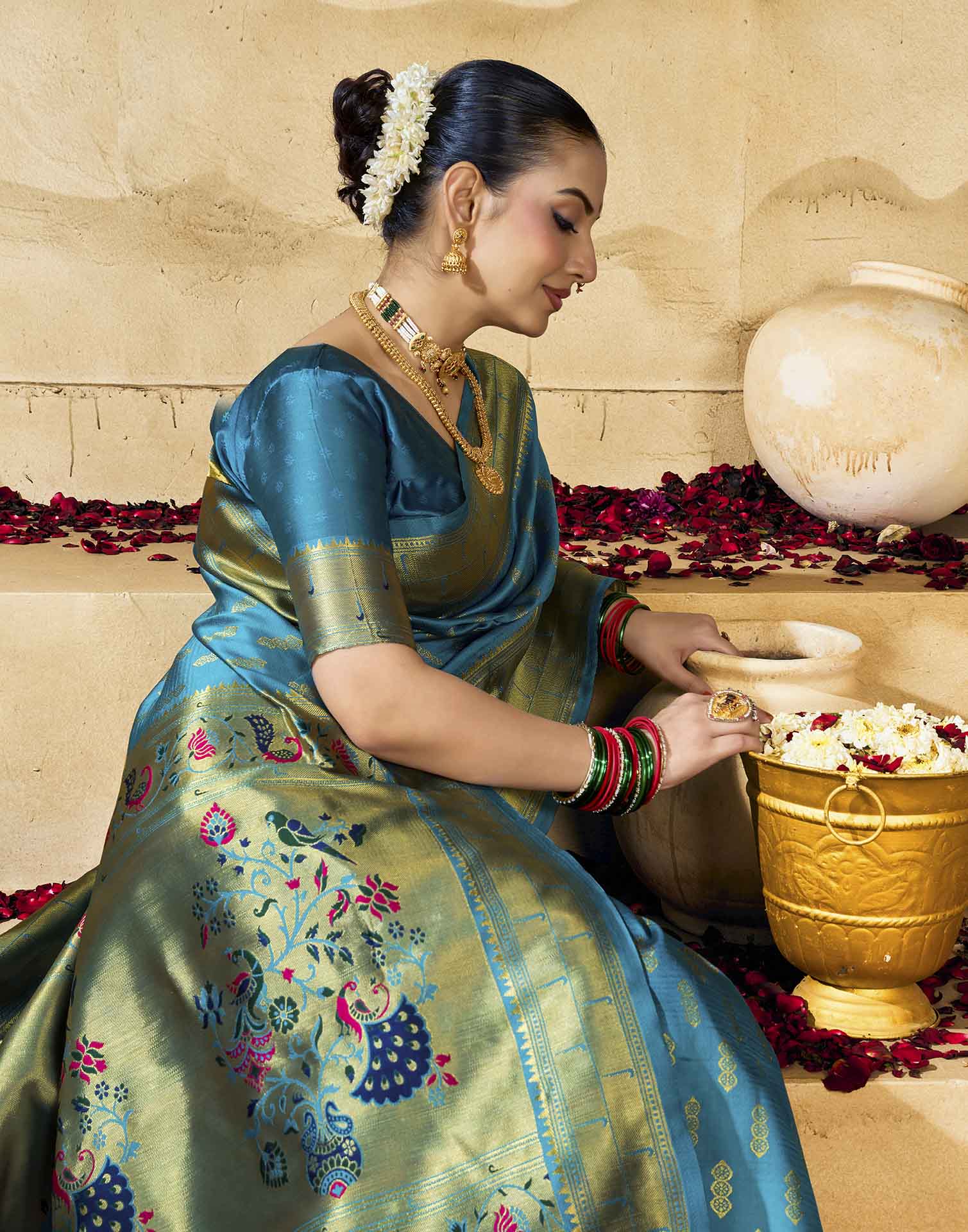 Blue Silk Woven Paithani Saree