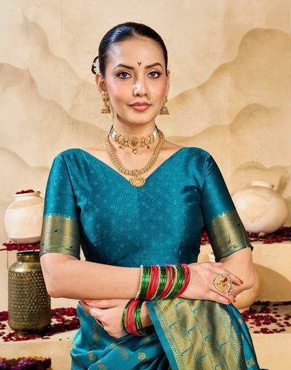 Blue Silk Woven Paithani Saree