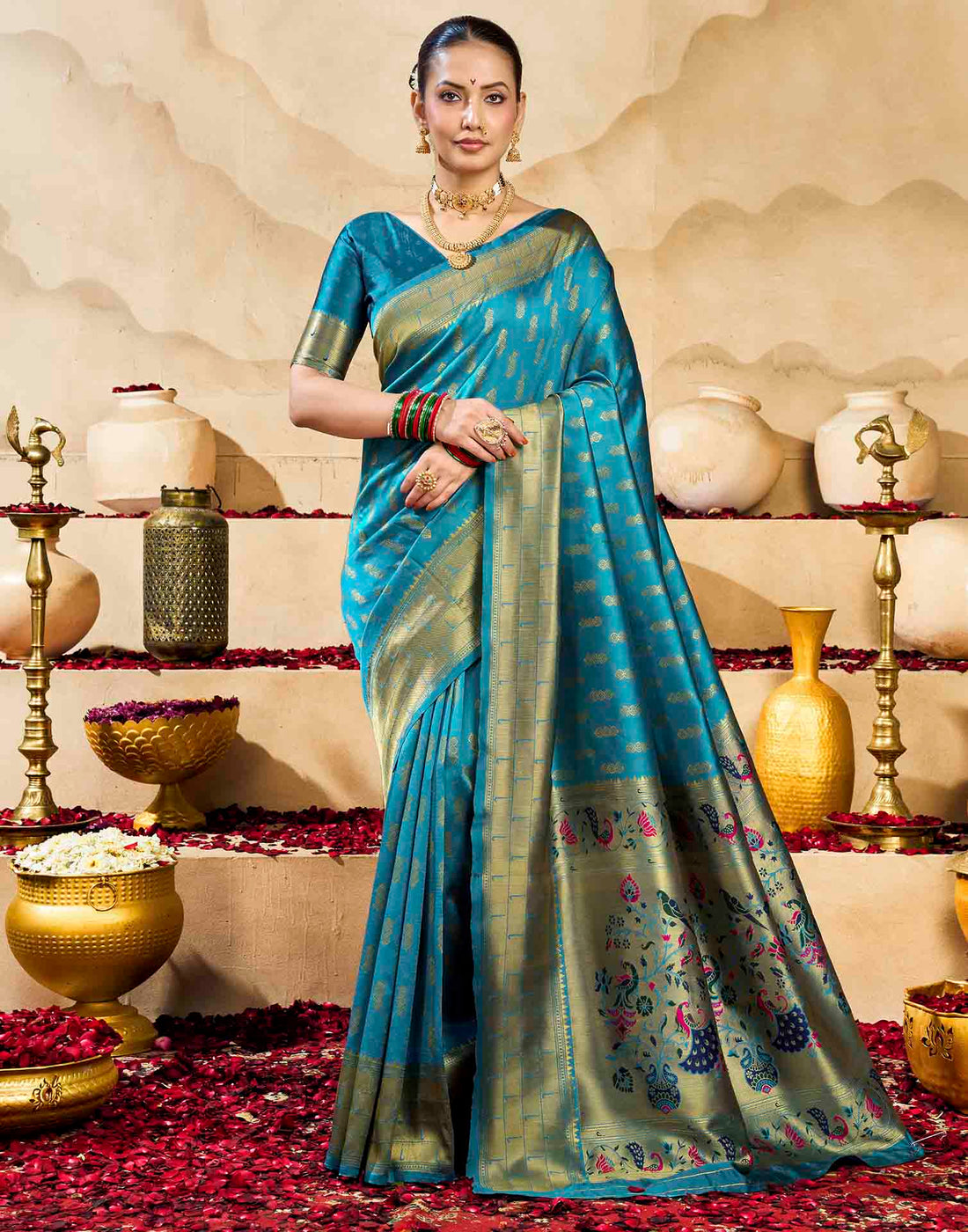Blue Silk Woven Paithani Saree