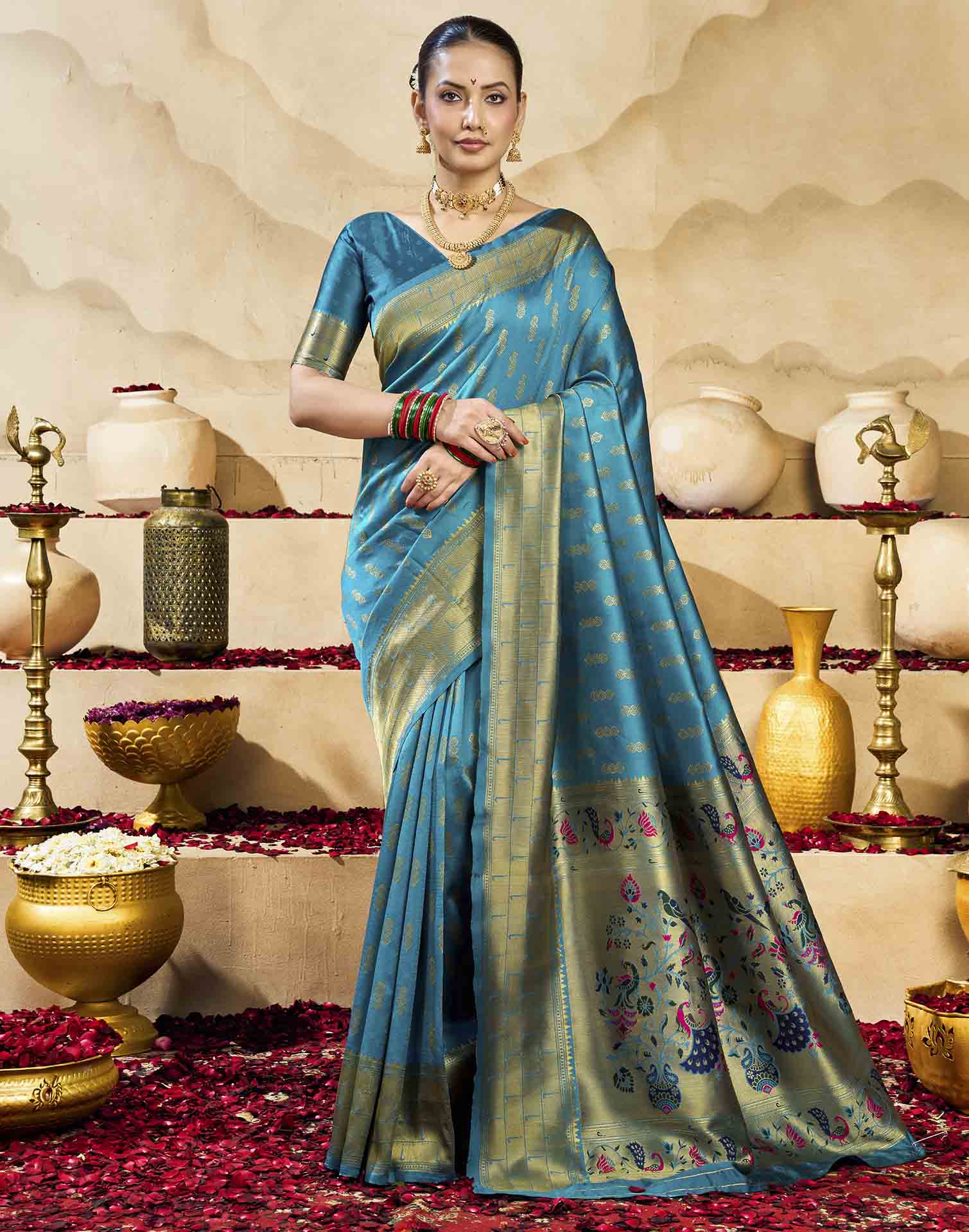 Blue Silk Woven Paithani Saree