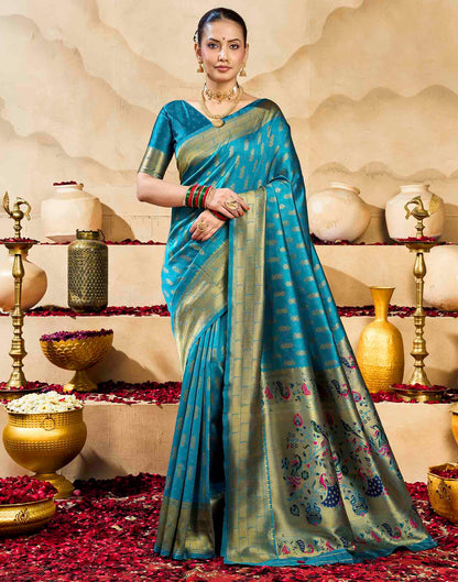 Blue Silk Woven Paithani Saree