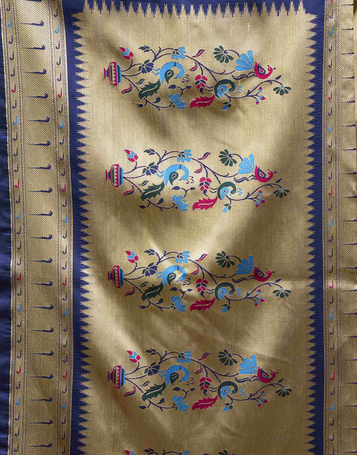 Royal Blue Silk Woven Paithani Saree