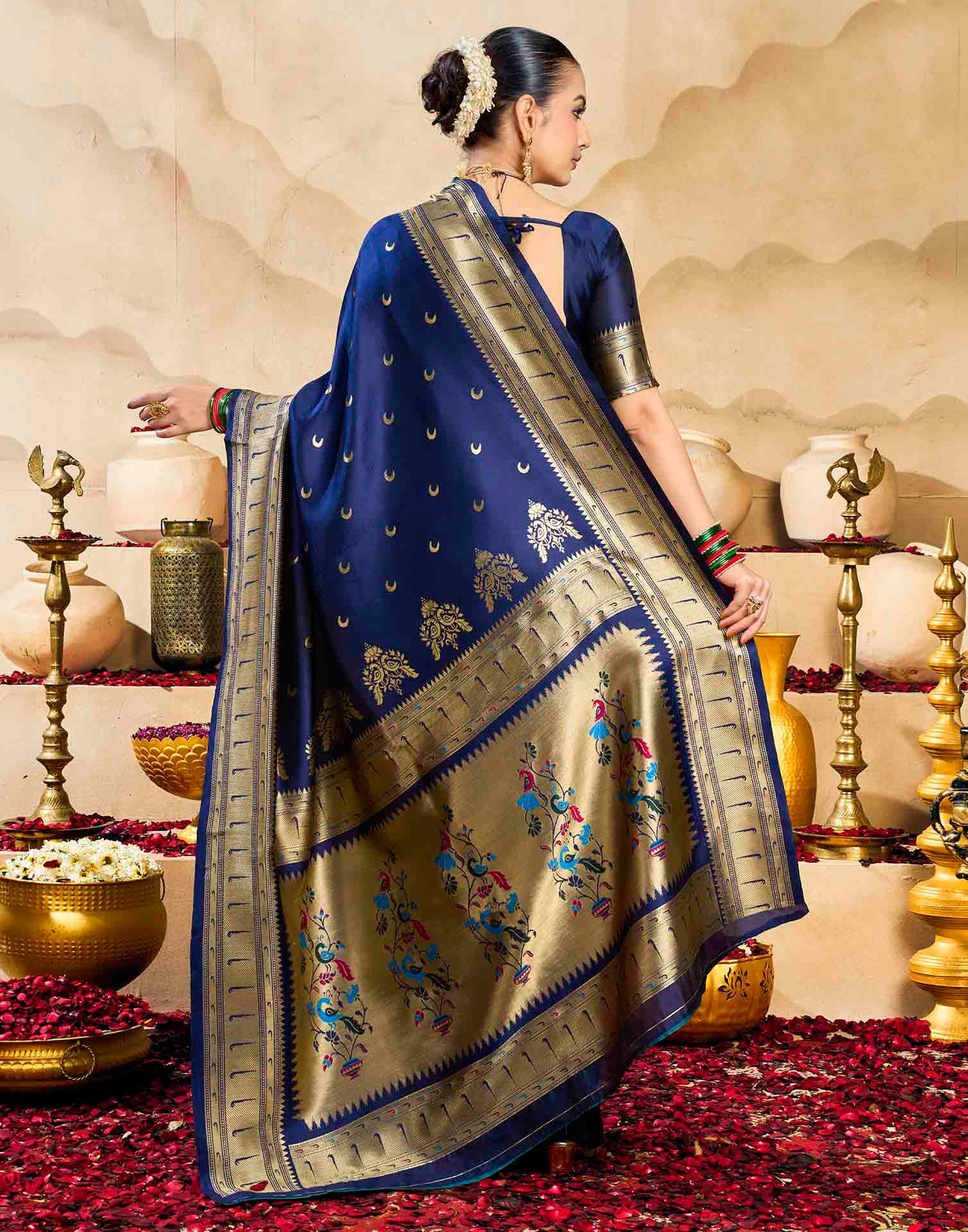 Royal Blue Silk Woven Paithani Saree
