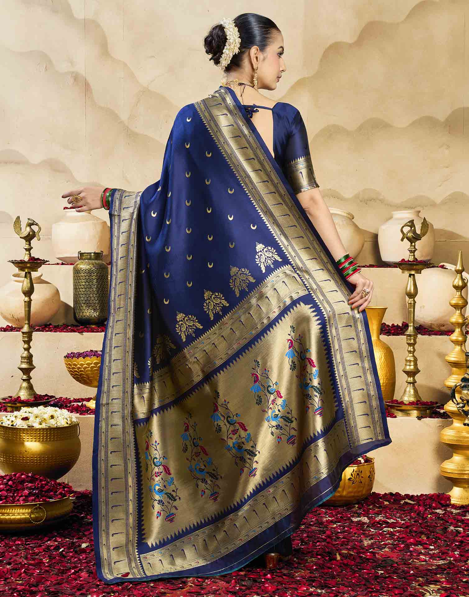 Royal Blue Silk Woven Paithani Saree