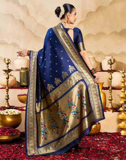 Royal Blue Silk Woven Paithani Saree