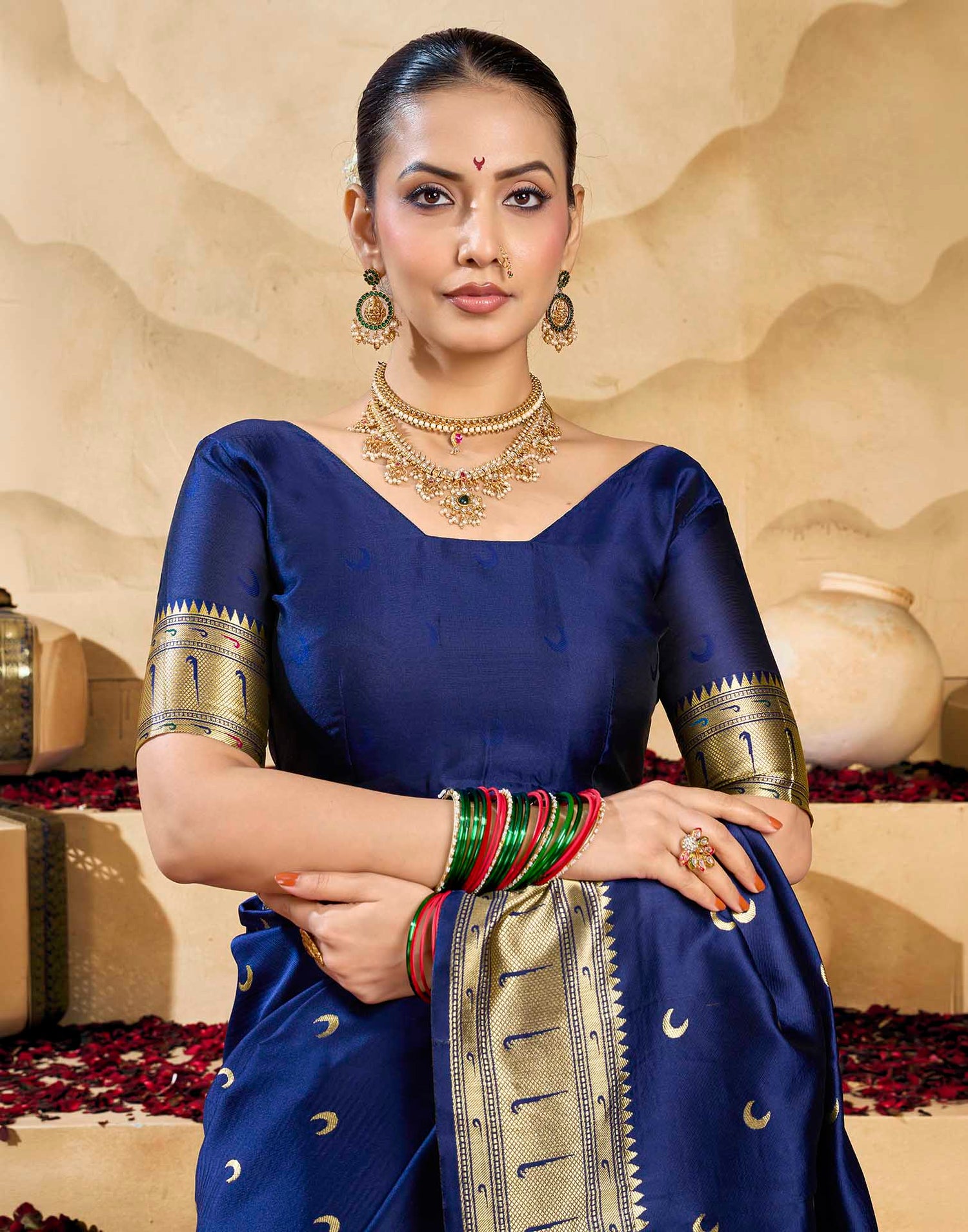 Royal Blue Silk Woven Paithani Saree