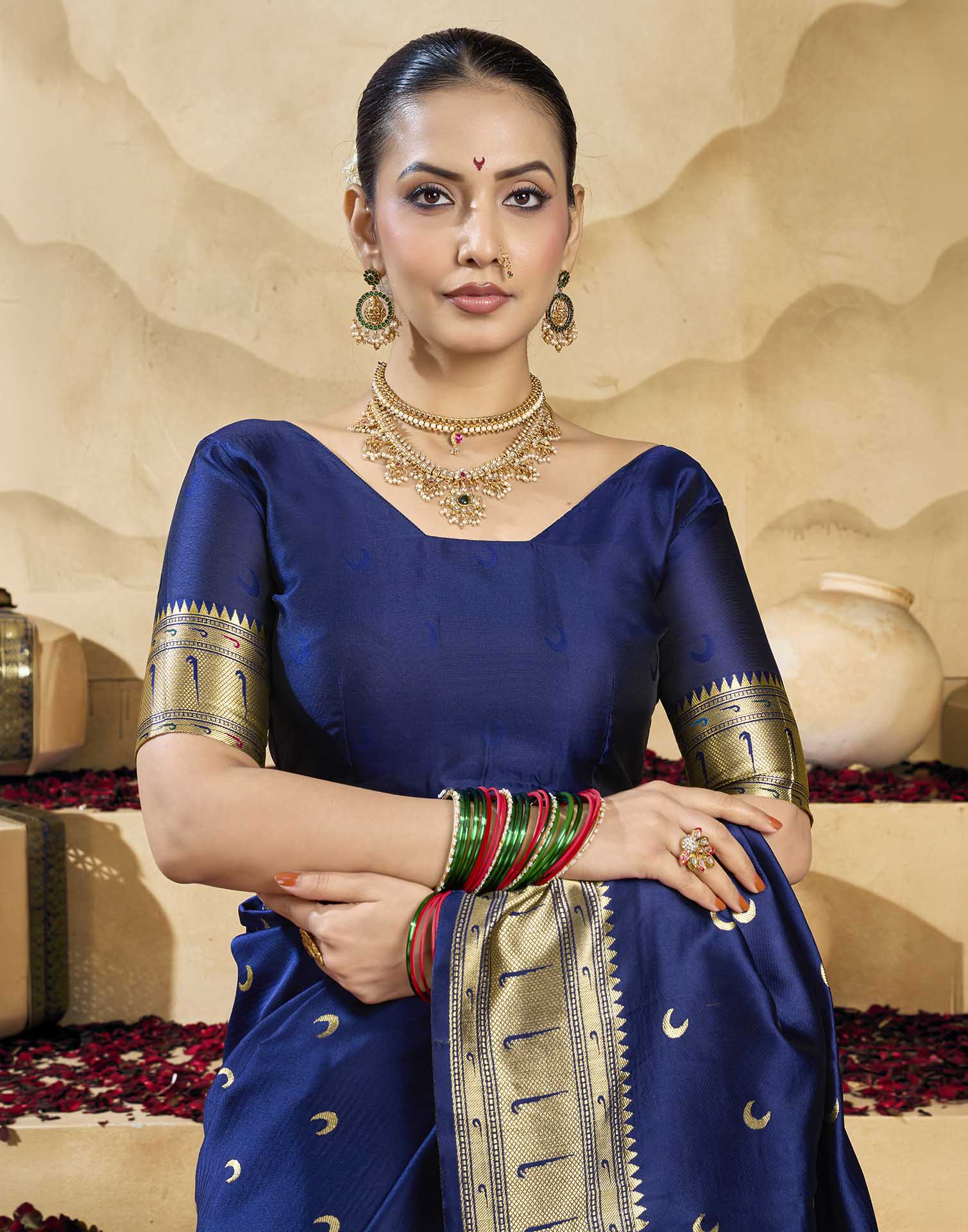 Royal Blue Silk Woven Paithani Saree