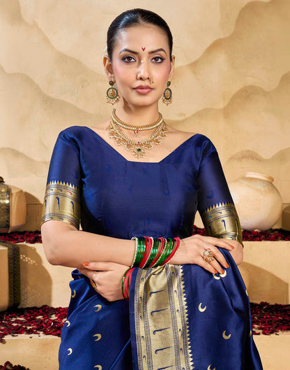 Royal Blue Silk Woven Paithani Saree
