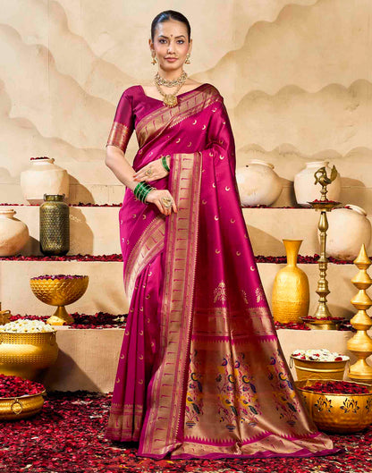 Magenta Silk Woven Paithani Saree