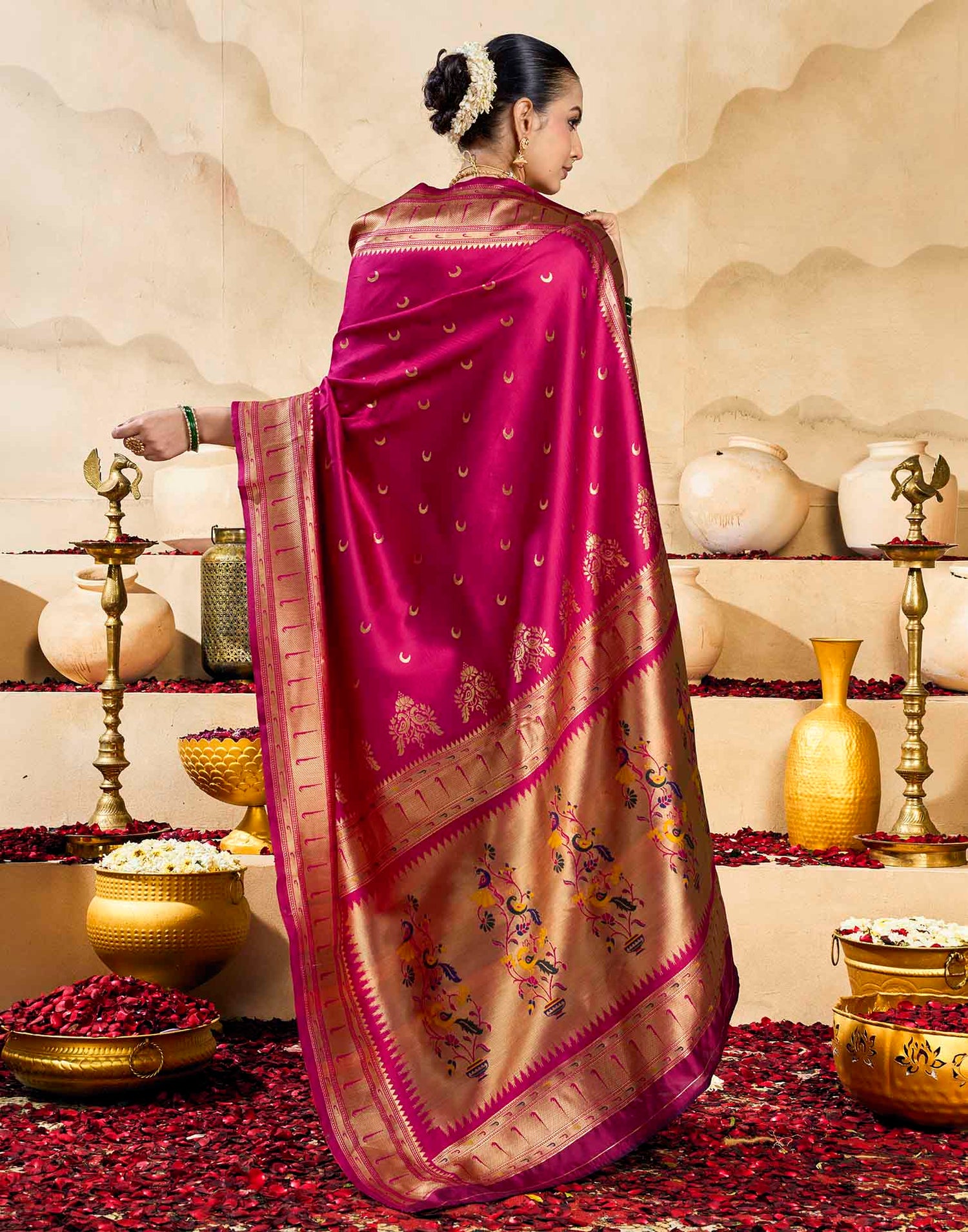 Magenta Silk Woven Paithani Saree