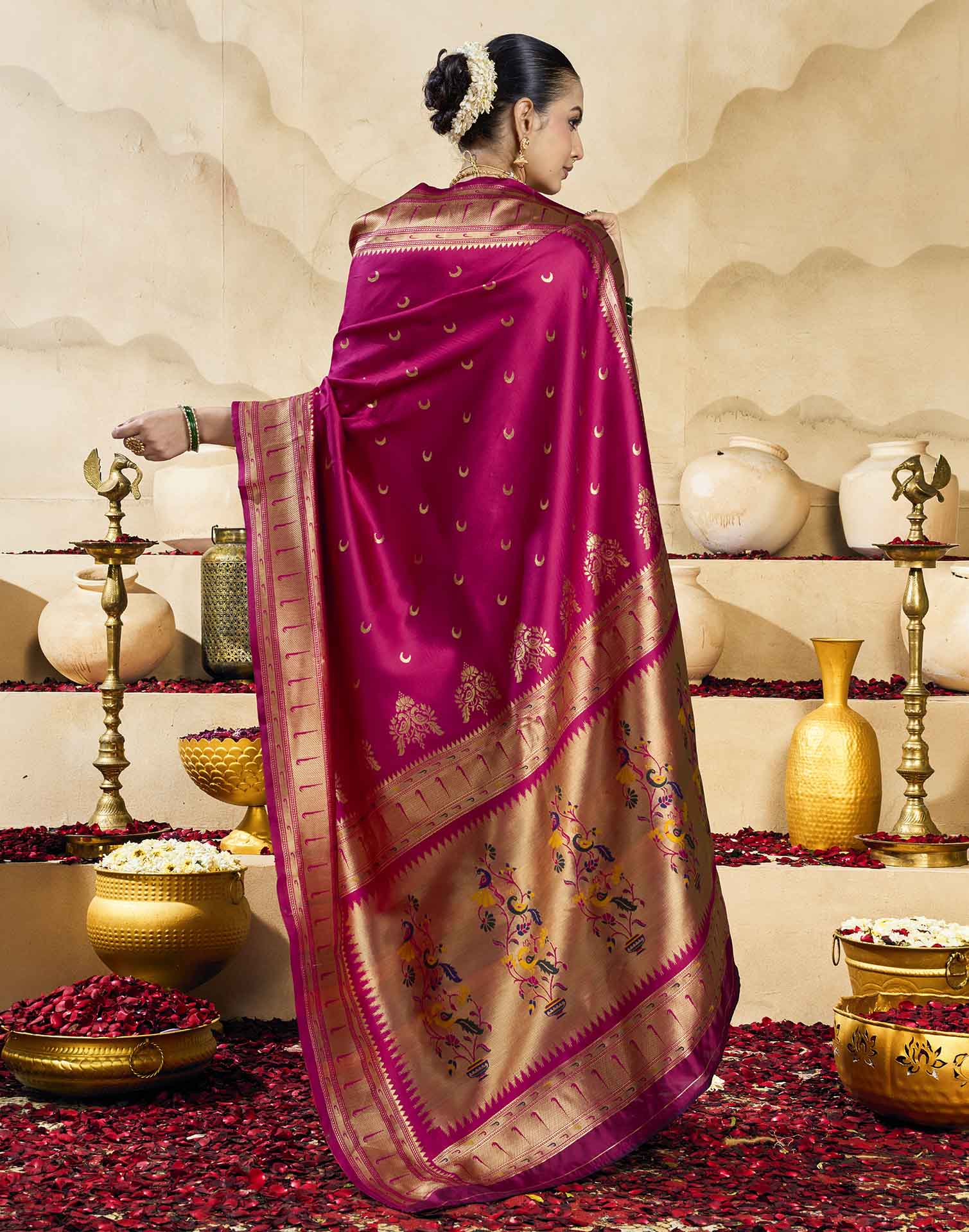 Magenta Silk Woven Paithani Saree