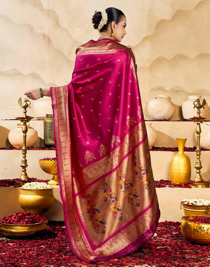 Magenta Silk Woven Paithani Saree