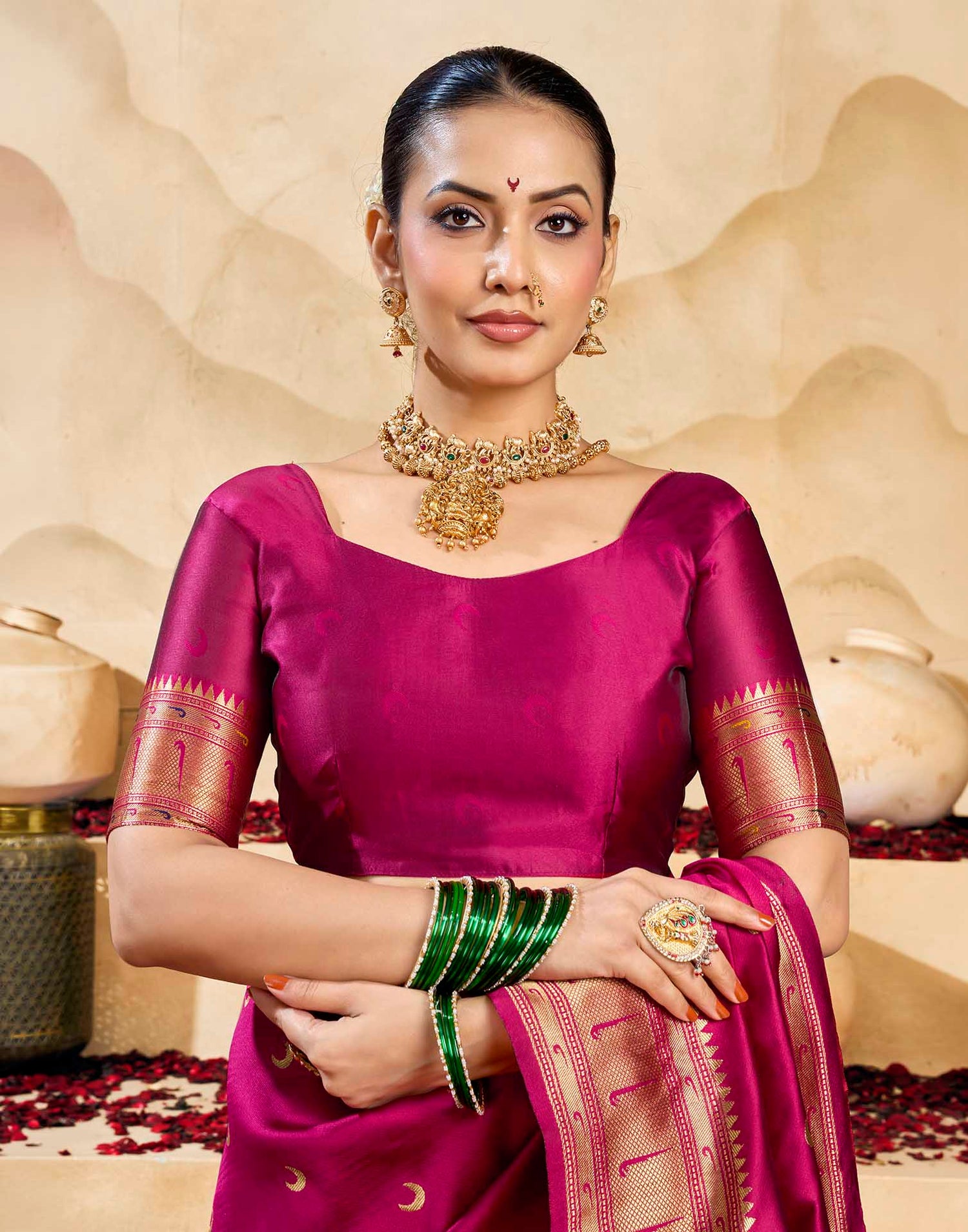 Magenta Silk Woven Paithani Saree