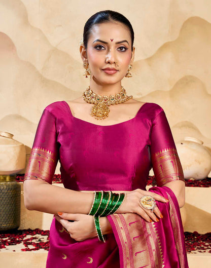Magenta Silk Woven Paithani Saree