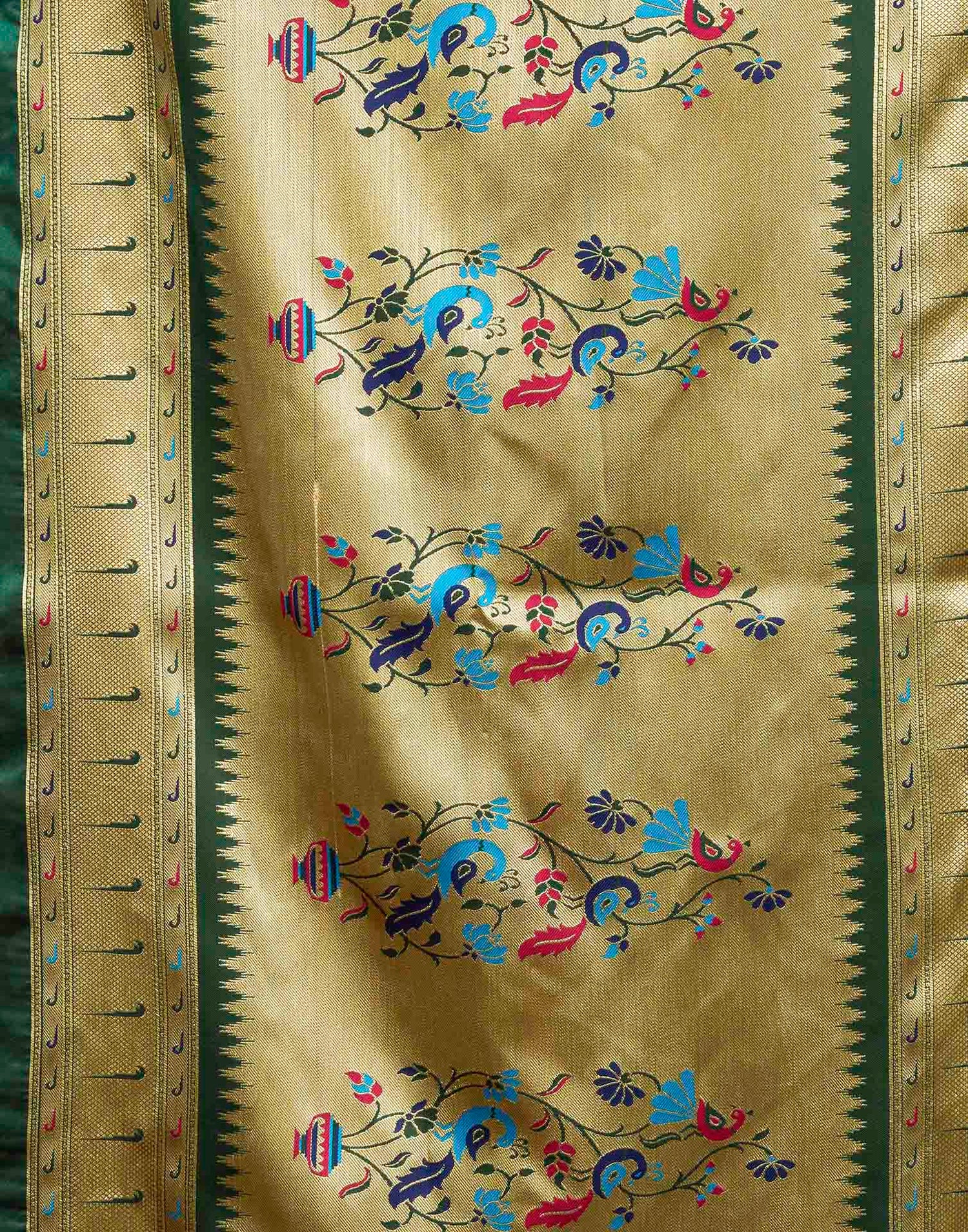 Dark Green Silk Woven Paithani Saree