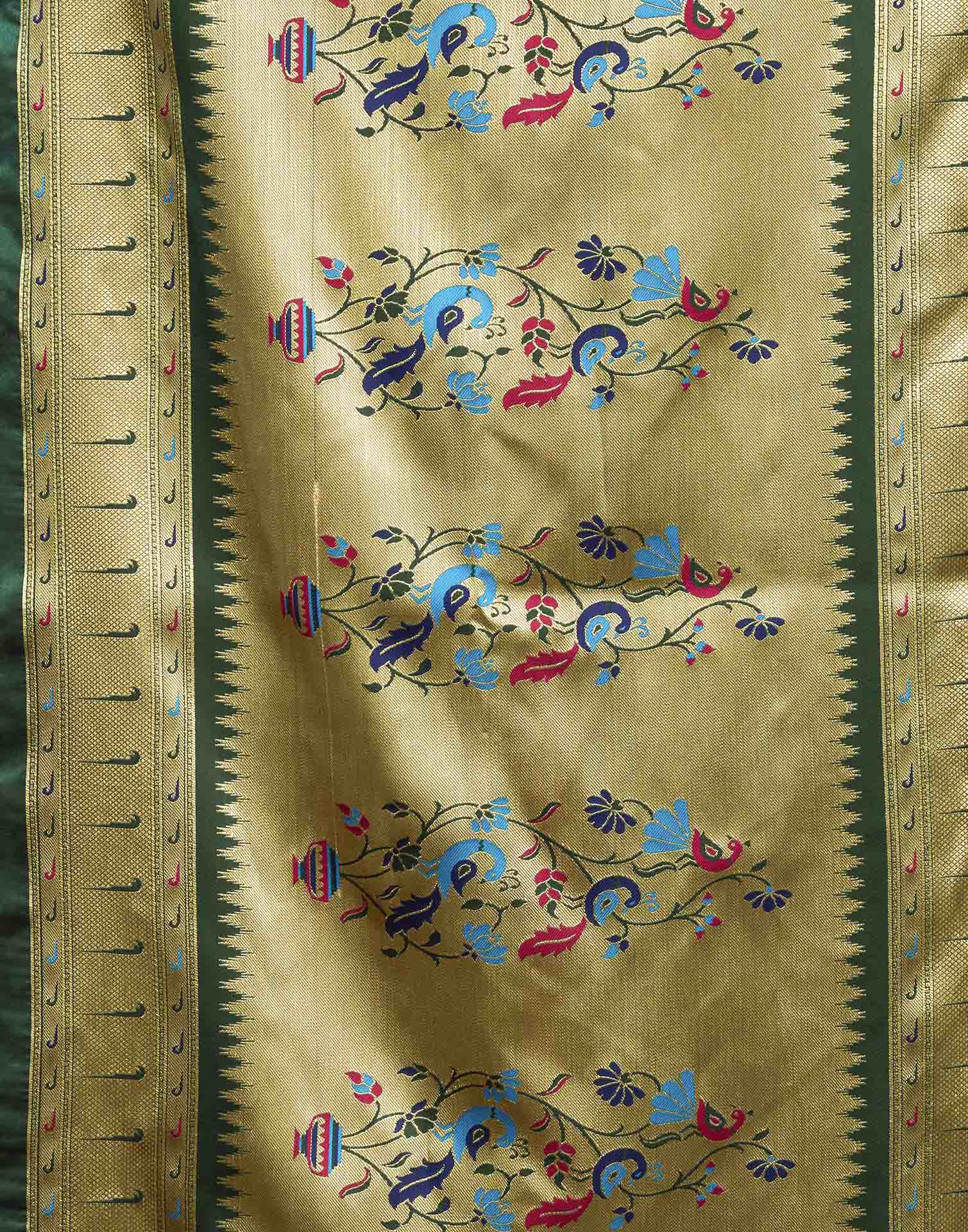 Dark Green Silk Woven Paithani Saree