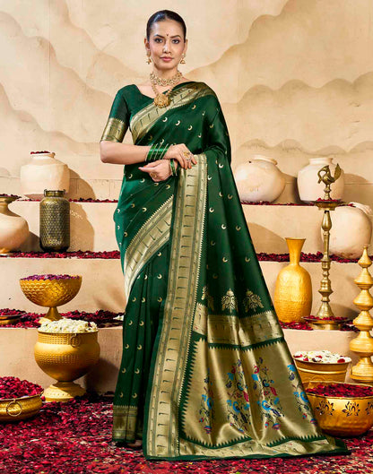 Dark Green Silk Woven Paithani Saree